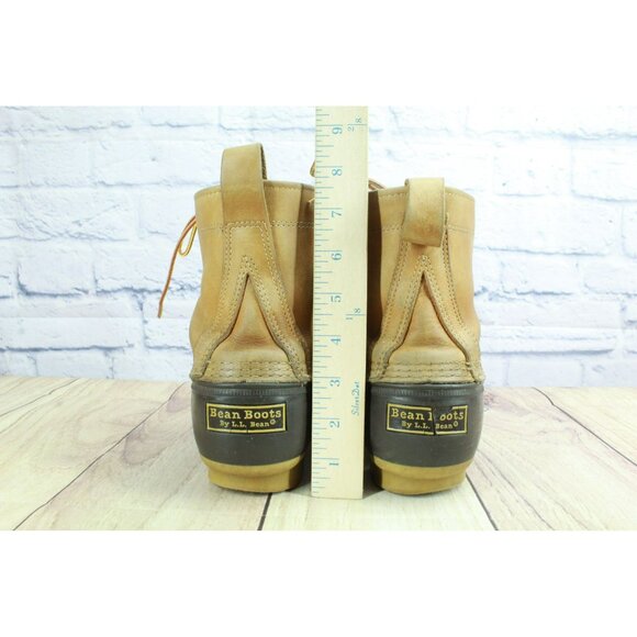 LL Bean Brown Leather Round Toe Insulated Ankle Lace Up Duck Boots Size 8 M - Picture 6 of 10